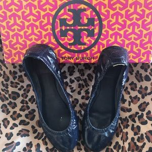 Tory Burch Navy Patent Flats Size 5.5
